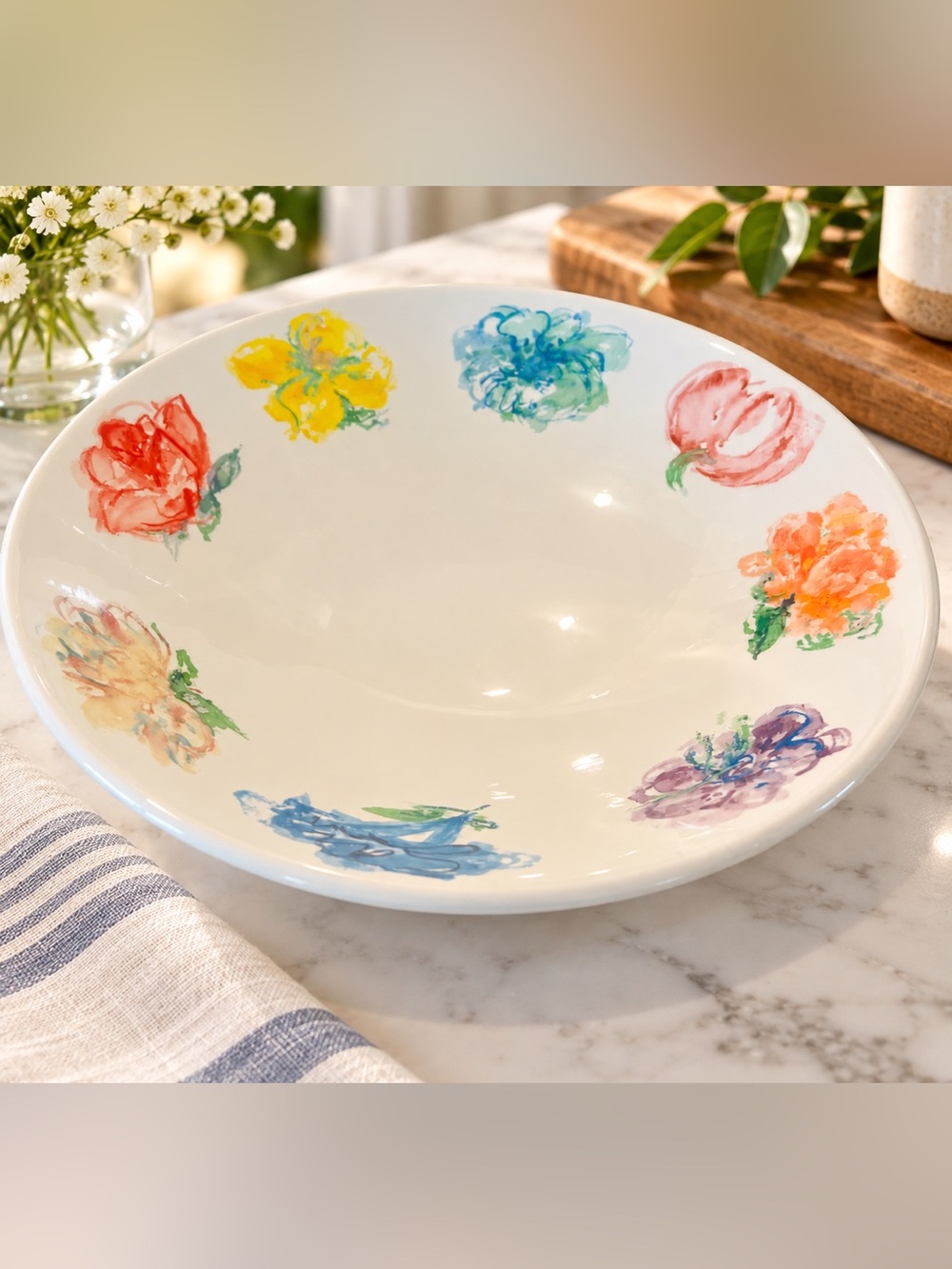 Vintage Tiffany & Co. BLOSSOM Round Vegetable Bowl 10 1/2" Large Flowers Border